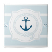 Blaue Seeseil- und Ankerstreifen-Keramikfliese Fliese (Vorderseite)