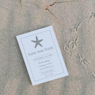 Blaue Seestern-Monogramm-Foto Save The Date