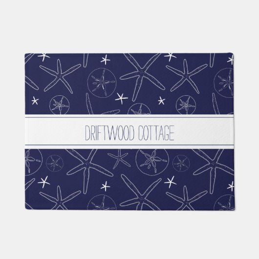 Blaue Seesterne an der Küste, Sand Dollar Doormat Fußmatte (Vorderseite)