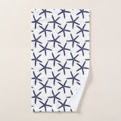 Blaue Seesterne auf weißem Grund Badhandtuch Set (Handtuch)