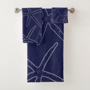 Blaue Seesterne, Sand Dollar Badetuch Set