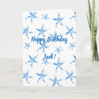 Blaue Seesterne-Silhouette-individuelle Name-Karte