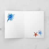 Blaue Seesternwelle-Silhouette Karte (Innenseite)