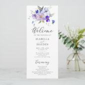 Blaue Seestreitschule Lilac Rustikale Hochzeit Programm (Stehend Vorderseite)