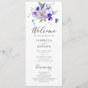 Blaue Seestreitschule Lilac Rustikale Hochzeit Programm