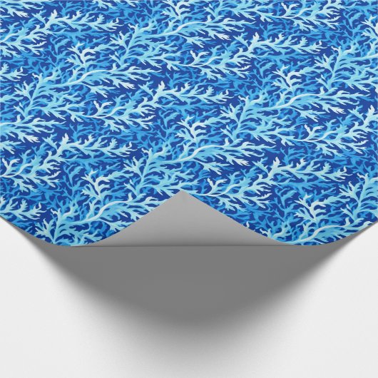 Blaue Seetang Küstenlinie Textile Muster Geschenkpapier (Ecke)