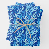 Blaue Seetang Küstenlinie Textile Muster Geschenkpapier Set (Beispiel)