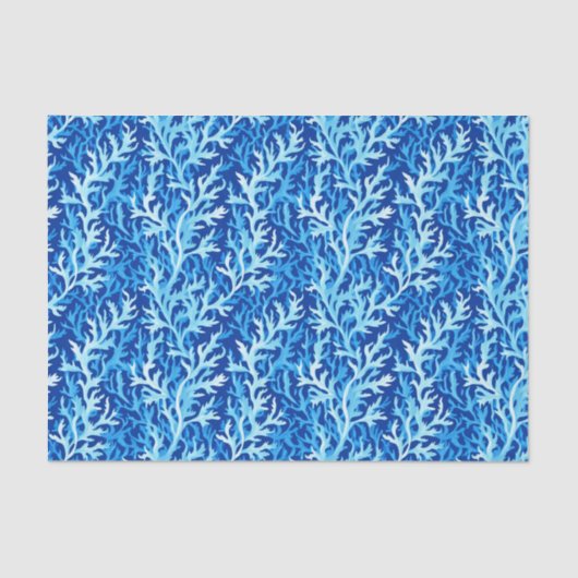 Blaue Seetang Küstenlinie Textile Muster Seidenpapier (Vorderseite)