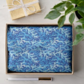 Blaue Seetang Küstenlinie Textile Muster Seidenpapier (Geschenk)