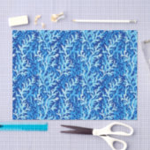 Blaue Seetang Küstenlinie Textile Muster Seidenpapier (Handwerk)