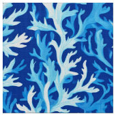 Blaue Seetang Küstenlinie Textile Muster Stoff (Nahaufnahme)