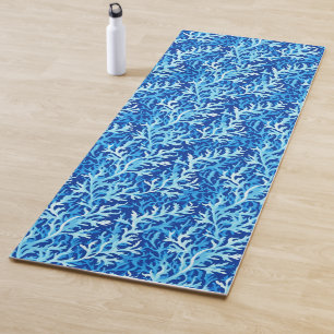 Blaue Seetang Küstenlinie Textile Muster Yogamatte