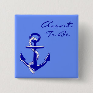 Blaue Seetante To Be Anchor Pin Button