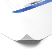 Blaue Segelboot-Wasserfarbenkunst Poster (Ecke)
