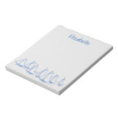 Blaue Segelboote auf grauen Personalisierten Boote Notizblock (Rotiert)