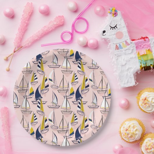 Blaue Segelboote Pappteller (Party)
