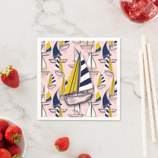 Blaue Segelboote Serviette (Beispiel)