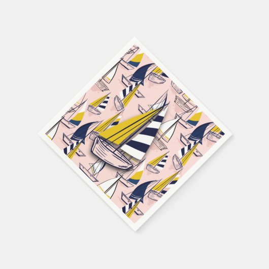 Blaue Segelboote Serviette (Ecke)