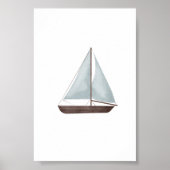 Blaue Segelbootplakette Poster (Vorne)