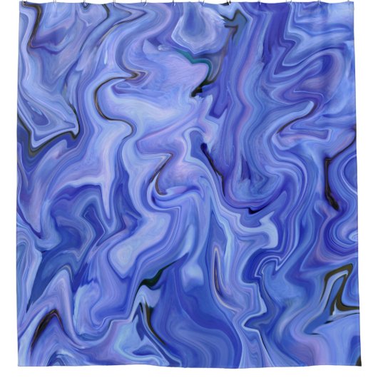Blaue Seide abstrakt Duschvorhang (Vorderseite)