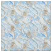 Blaue Seide und Perlen aus Elfenbein Stoff (Muster)