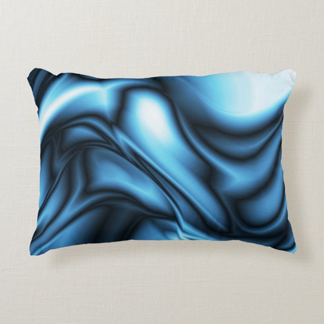 Blaue Seidenwelle Dekokissen (Vorderseite)