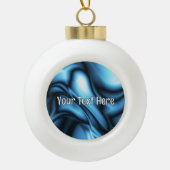Blaue Seidenwelle Keramik Kugel-Ornament (Vorderseite)