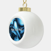 Blaue Seidenwelle Keramik Kugel-Ornament (Rechts)