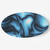 Blaue Seidenwelle Pappteller (Schrägansicht)