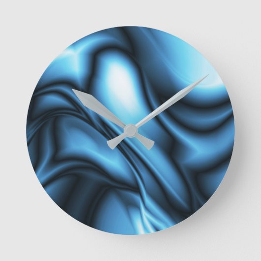 Blaue Seidenwelle Runde Wanduhr (Vorderseite)