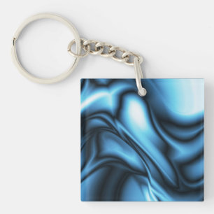 Blaue Seidenwelle Schlüsselanhänger