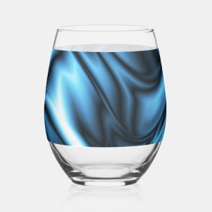 Blaue Seidenwelle Weinglas Ohne Stiel