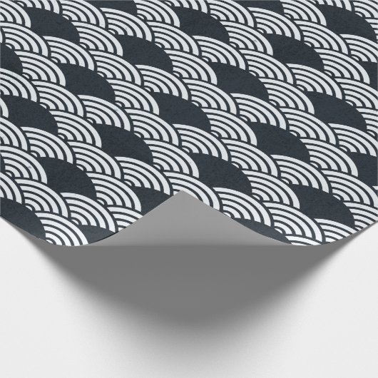 Blaue Seigaiha-Wellenmuster Geschenkpapier (Ecke)