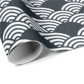 Blaue Seigaiha-Wellenmuster Geschenkpapier (Rolleneckpunkt)