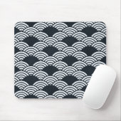 Blaue Seigaiha-Wellenmuster Mousepad (Mit Mouse)