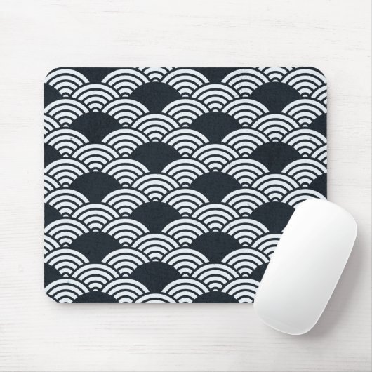 Blaue Seigaiha-Wellenmuster Mousepad (Mit Mouse)
