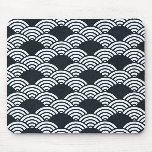 Blaue Seigaiha-Wellenmuster Mousepad (Vorne)