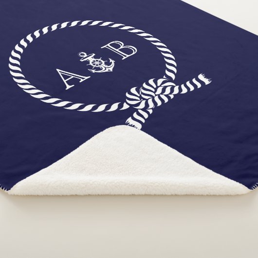 Blaue Seile und Anker Mit Monogramm Sherpadecke (3/4)