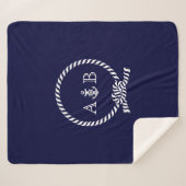 Blaue Seile und Anker Mit Monogramm Sherpadecke (Vorderseite (Horizontal))