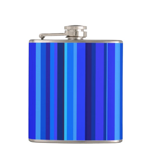 Blaue senkrechte Streifen Flachmann (Vorderseite)
