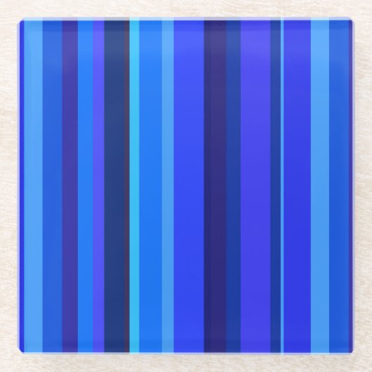 Blaue senkrechte Streifen Glasuntersetzer (Vorderseite)