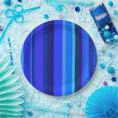 Blaue senkrechte Streifen Pappteller (Party)
