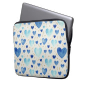 Blaue Serenität Aquarell-Herzen Laptopschutzhülle (Vorderseite Links)