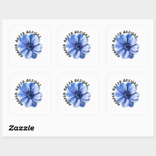 Blaue Serenity-Blumenkunst Quadratischer Aufkleber (Blatt)
