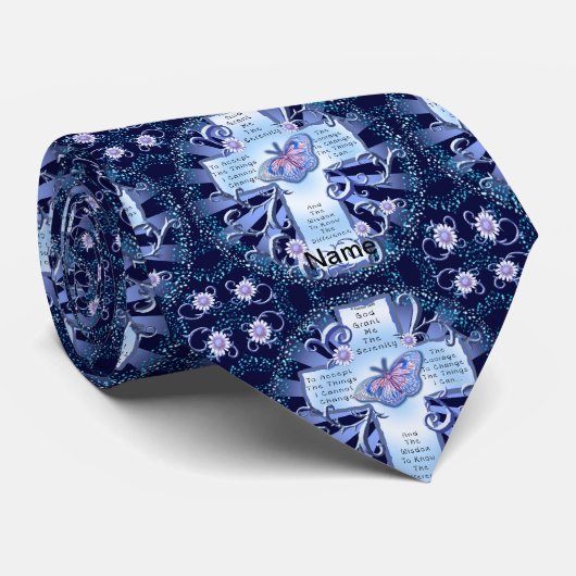 Blaue Serenity-Krawatte mit Kreuz Krawatte (Gerollt)