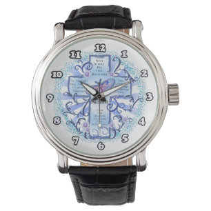 Blaue Serenity Kreuz Armbanduhr
