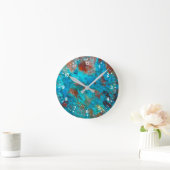 Blaue Shattuckit Runde Wanduhr (Zuhause)
