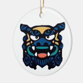 Blaue Shisa Paare Keramik Ornament (Links)