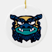 Blaue Shisa Paare Keramik Ornament (Hinten)