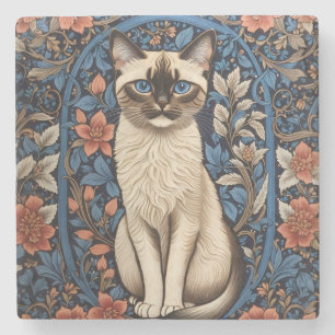 Blaue Siamkatze mit blauen Augen - Inspiriert von Steinuntersetzer